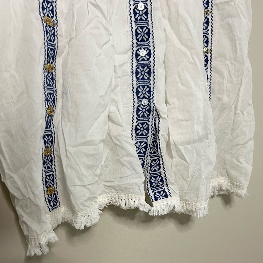 Anthropologie x Raga White Embroidered Sequin Button Front Midi Dress Size Large - Picture 6 of 11